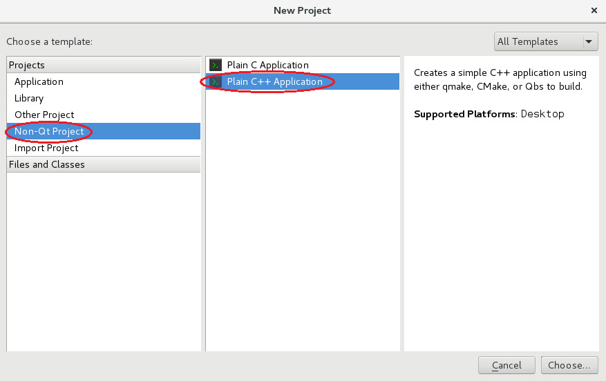 Screenshot on choosing the type of the project