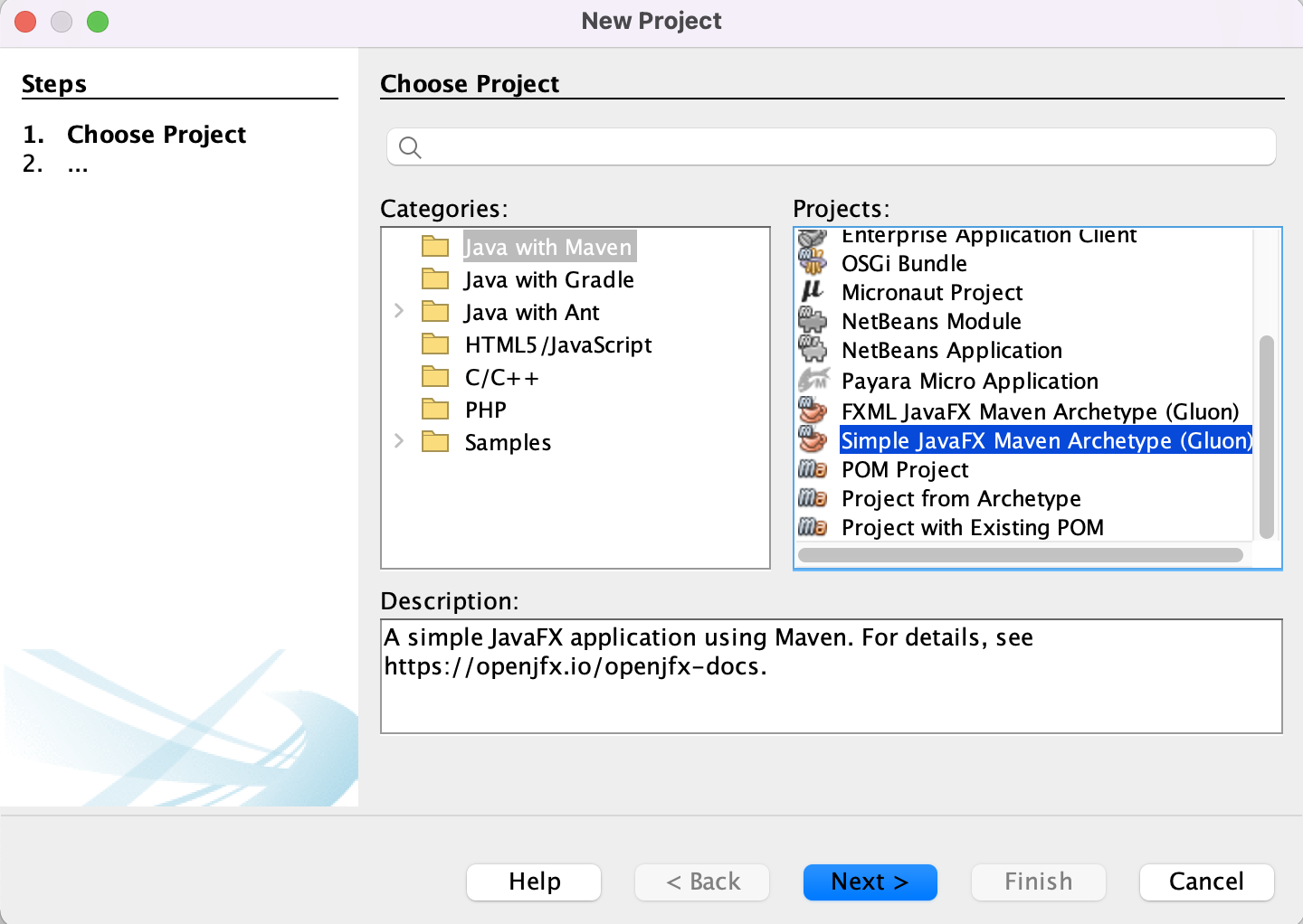 Creating a simple JavaFX project in NetBeans
