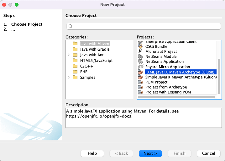 Creating a simple FXML project in NetBeans
